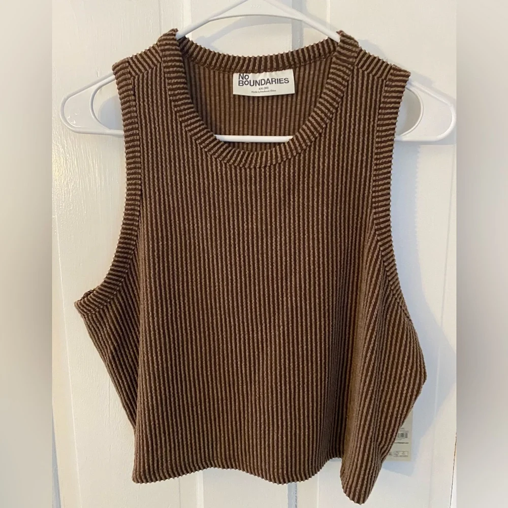 No Boundaries Chocolate Ribbed 2PC Midi Set. (Crop Top and Skirt) NWT - Picture 2 of 7